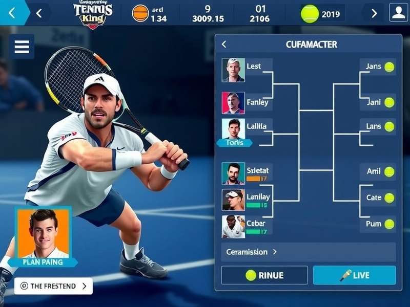 Championship Tennis King tournament bracket screen