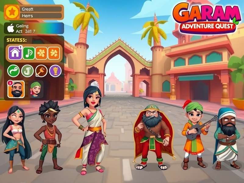 Multiple character classes from Garam Adventure Quest showcasing diverse Indian-inspired designs