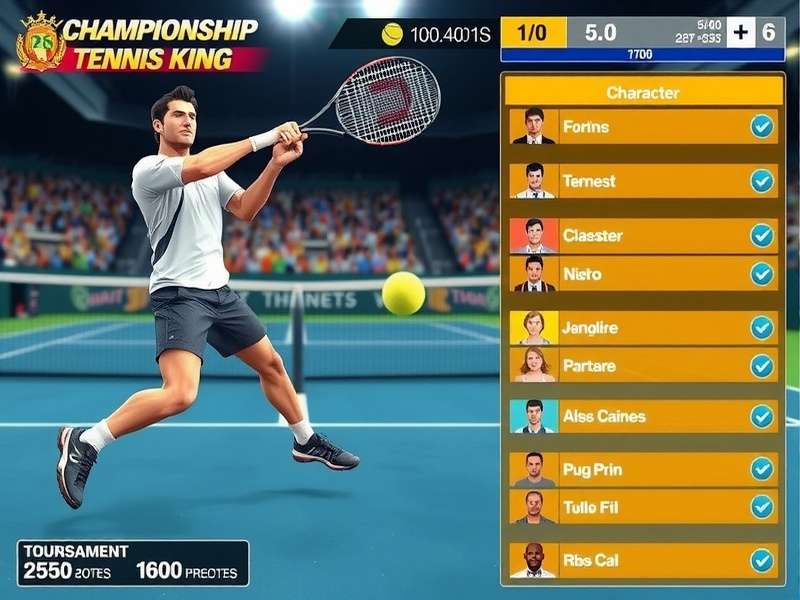 Championship Tennis King gameplay screenshot showing intense tennis match