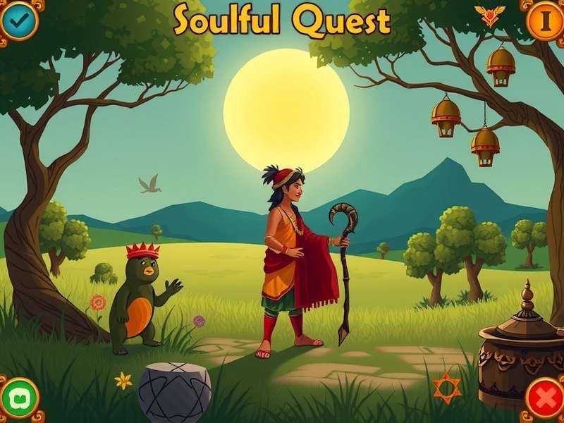Soulful Quest gameplay screenshot showing character in Indian landscape