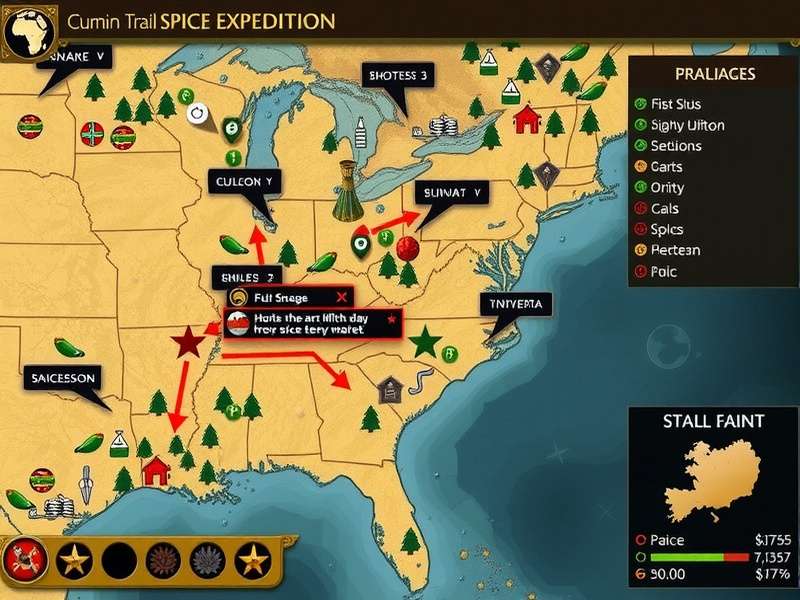 Cumin Trail Spice Expedition strategy map showing optimal routes
