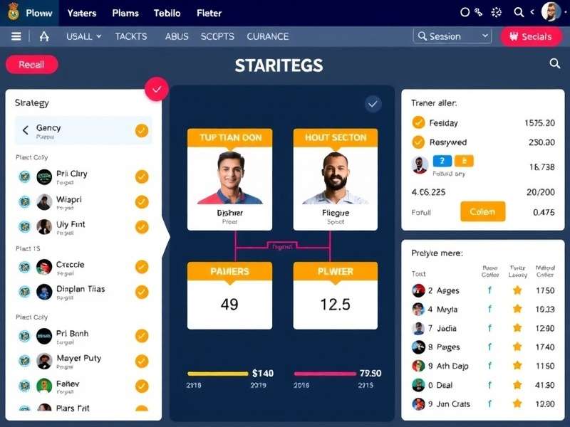 Strategy visualization for Premium Kabaddi Fantasy showing player selection metrics