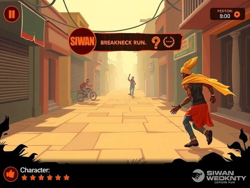 Siwan Breakneck Run gameplay screenshot showing character running through Indian streets