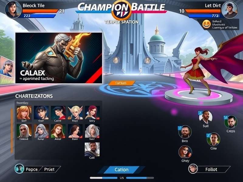 Champion Battle gameplay screenshot showing character selection and battlefield