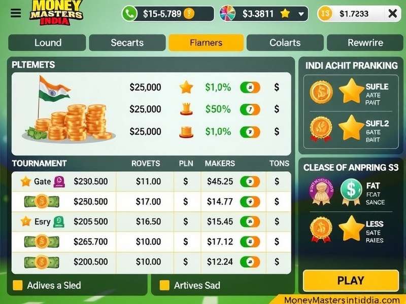 Money Masters India reward system showing achievement badges and virtual currency