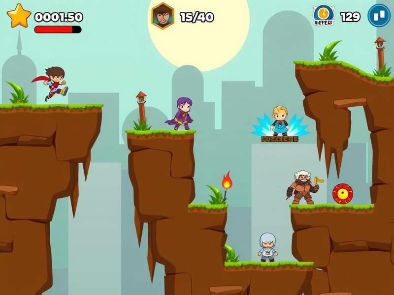 Whirl Jump Sensation character selection screen showing multiple heroes