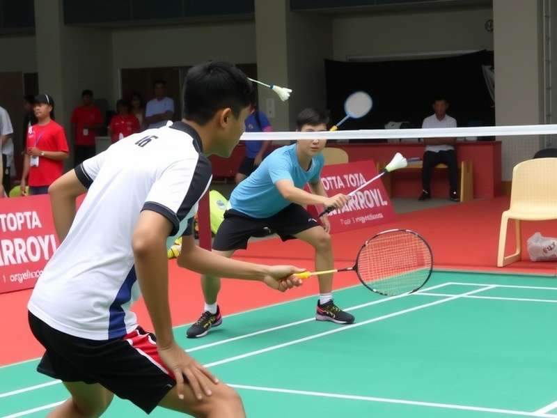 Rising Stars Badminton equipment including rackets and shuttlecocks