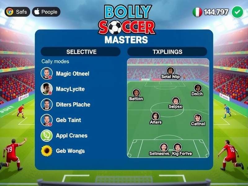 Bolly Soccer Masters game modes selection screen