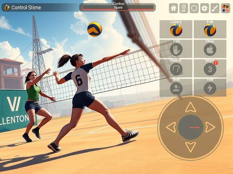 Dominion Volley Titans Pro gameplay screenshot showing intense volleyball action