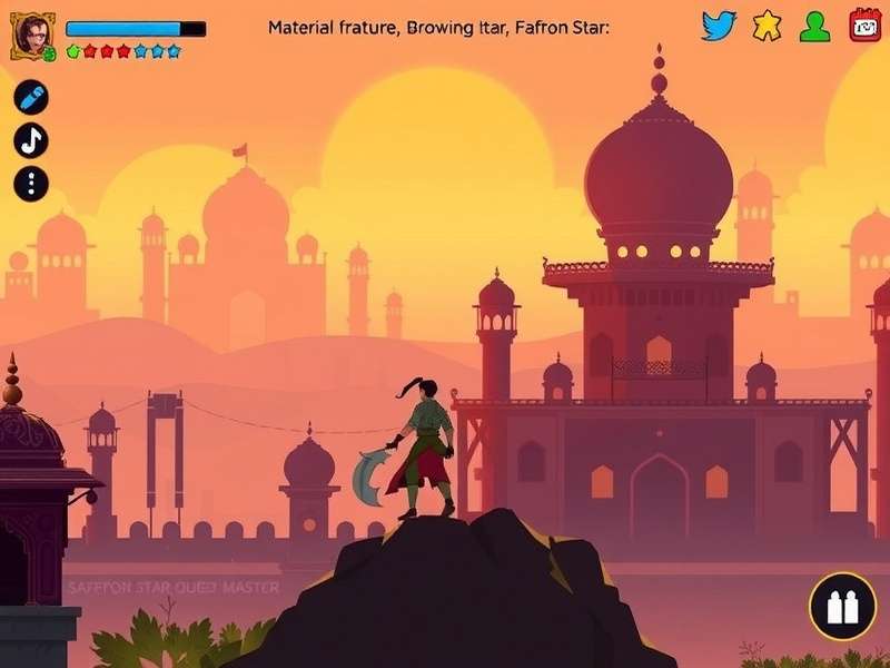 Saffron Star Quest Master gameplay screenshot showing character in mystical Indian landscape