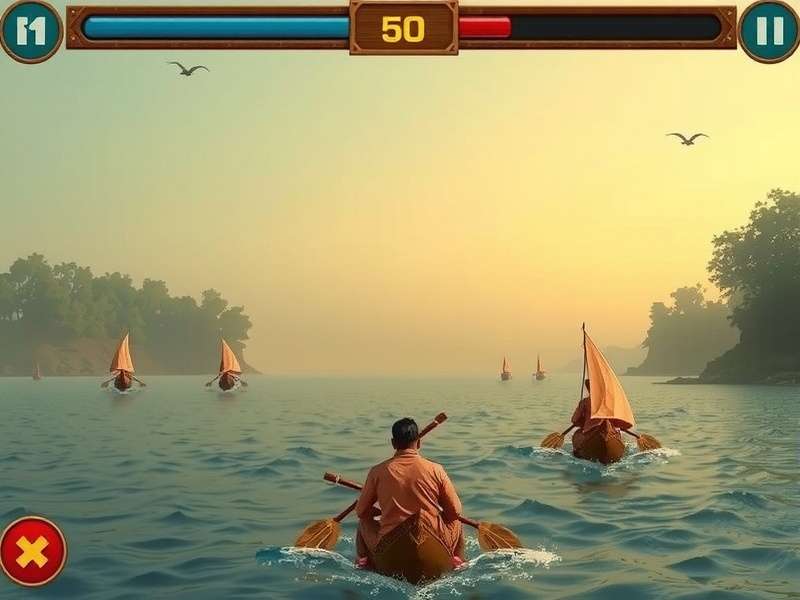 River Quest Tungabhadra gameplay screenshot showing river adventure