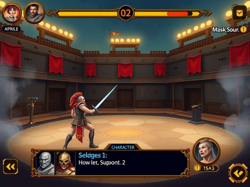 Fierce Gladiator gameplay screenshot showing combat arena