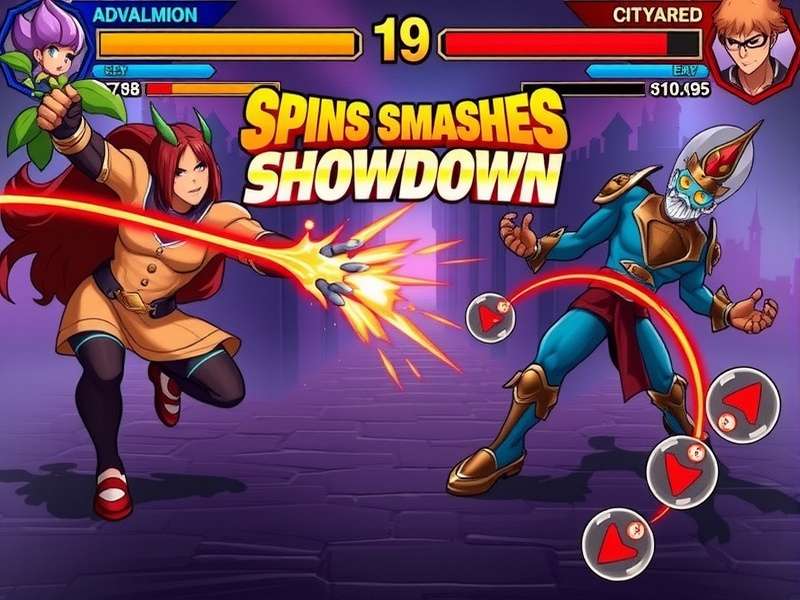 Spins Smashes Showdown gameplay screenshot showing intense match