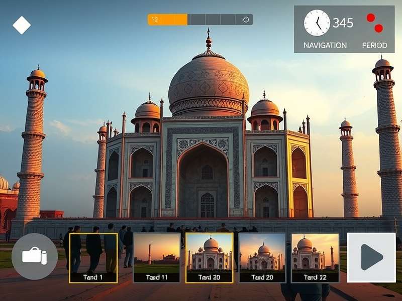Taj Time Tracker gameplay screenshot showing historical Indian architecture