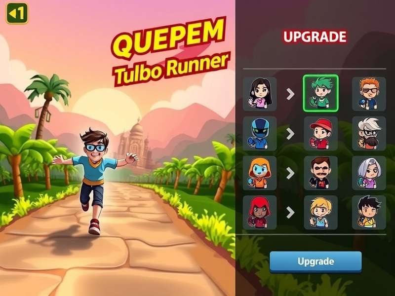 Quepem Turbo Runner upgrade interface showing character customization options