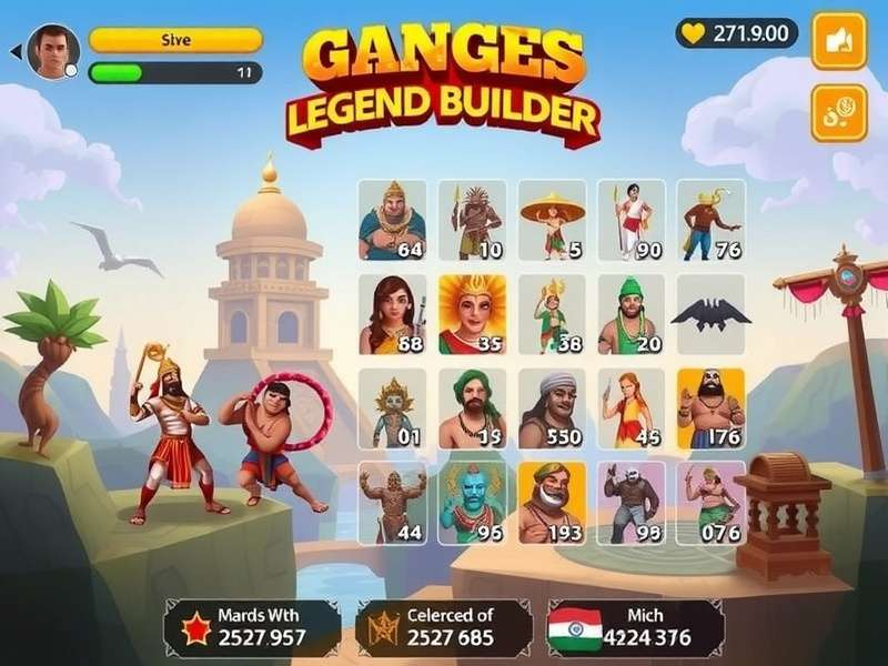 Ganges Legend Builder gameplay screenshot showing mythological characters and environments