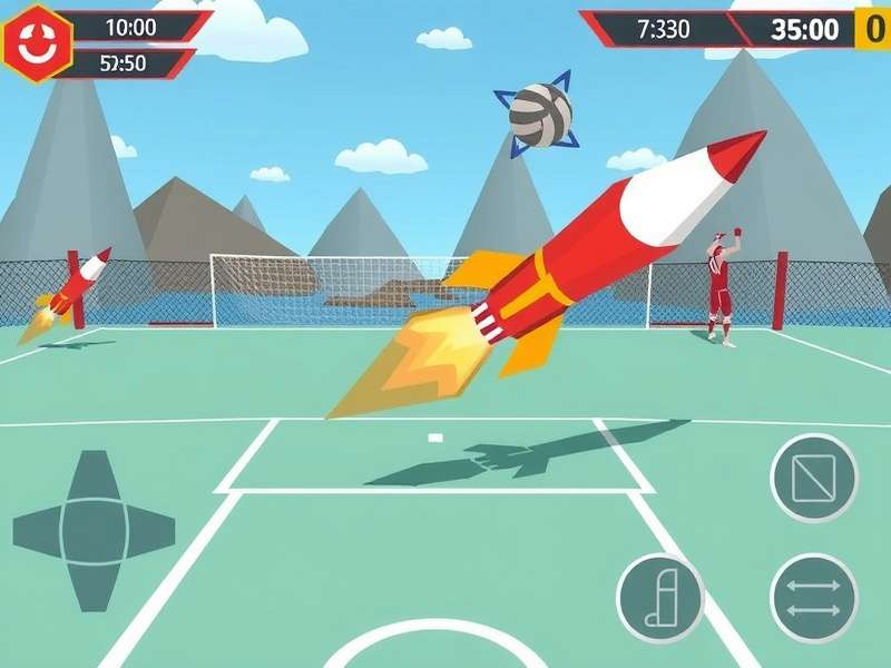 Volley Rocket Raiser gameplay screenshot showing rocket volleyball action