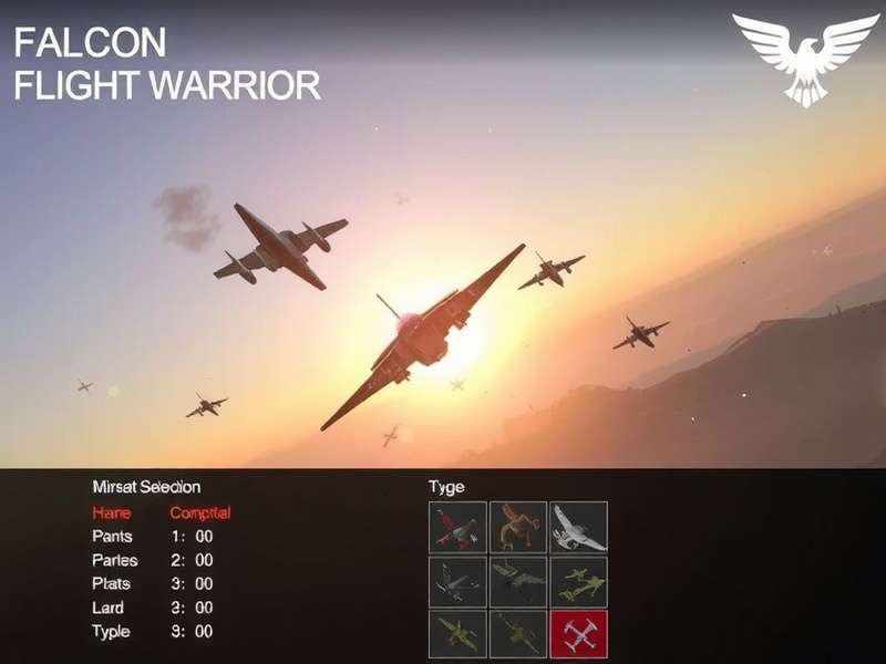Falcon Flight Warrior gameplay screenshot showing aerial combat
