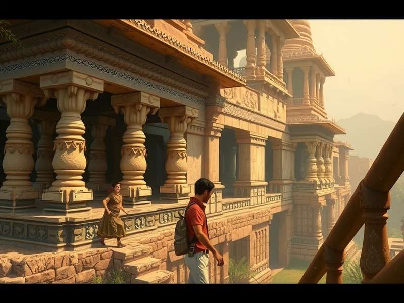 Ember Exploration Adventure gameplay screenshot showing character exploring ancient ruins