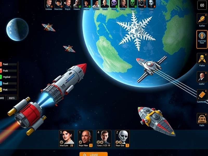 Interstellar Voyager Champion gameplay screenshot showing spaceship navigation
