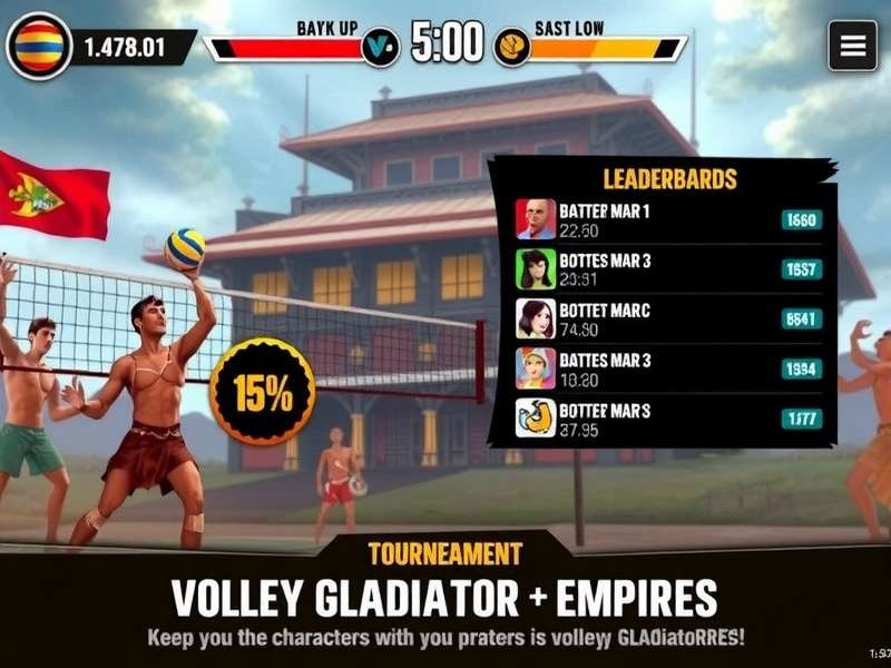 Volley Gladiator Empire gameplay screenshot showing intense volleyball action
