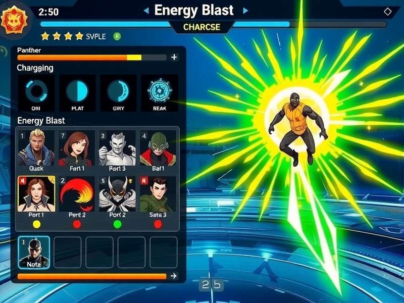 Panther S Energy Blast energy system interface showing charge levels