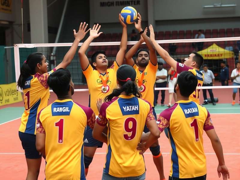 Team captain Rahul Verma spiking during a match