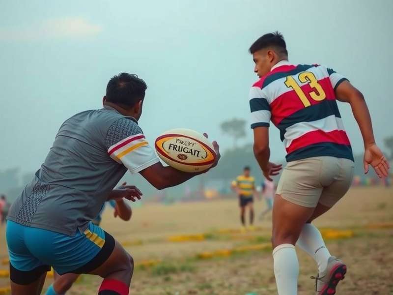 Historical rugby match in India showing early development of the sport