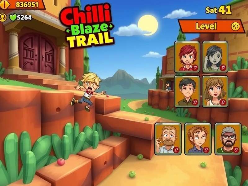 Chilli Blaze Trail gameplay screenshot showing character navigating through spicy obstacles