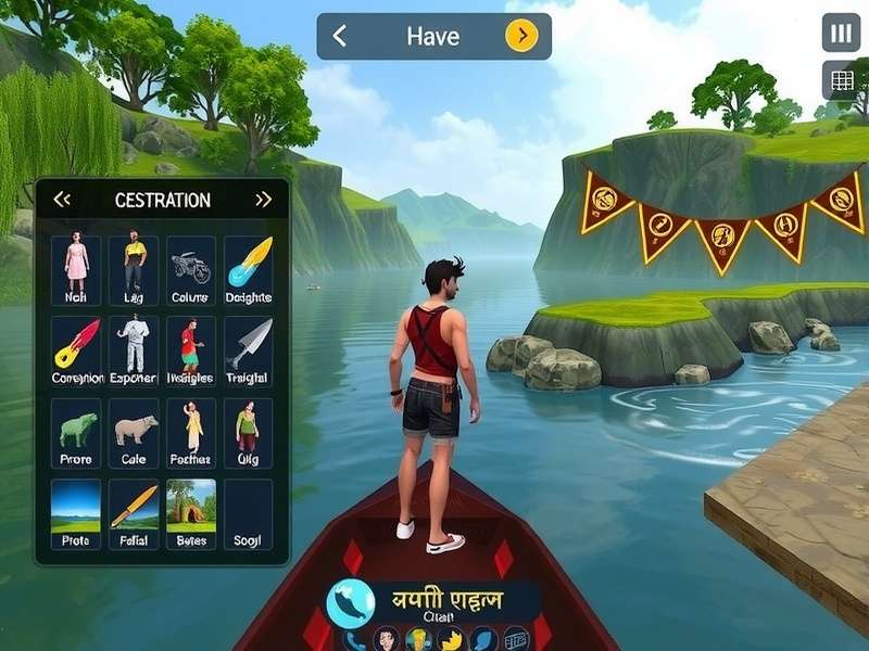 River Trek Tungabhadra gameplay screenshot showing river environment