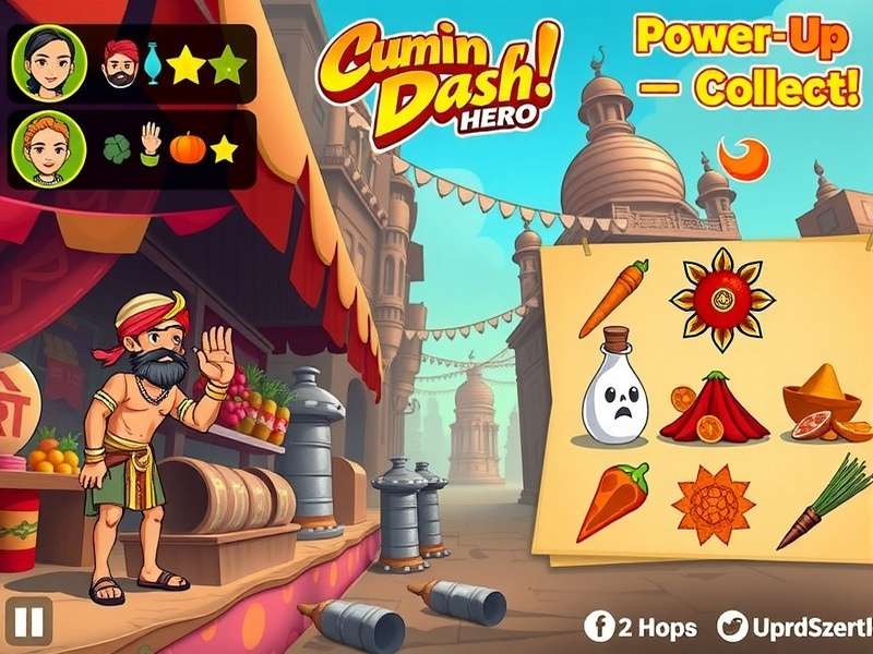 Cumin Dash Hero gameplay screenshot showing vibrant Indian market scene
