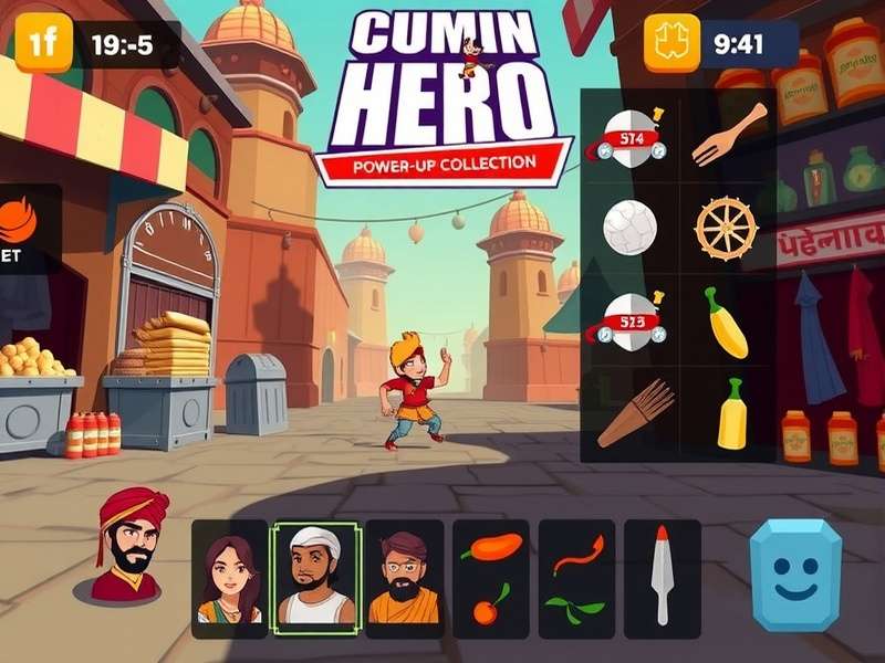 Cumin Dash Hero power-up collection screen showing various Indian spices