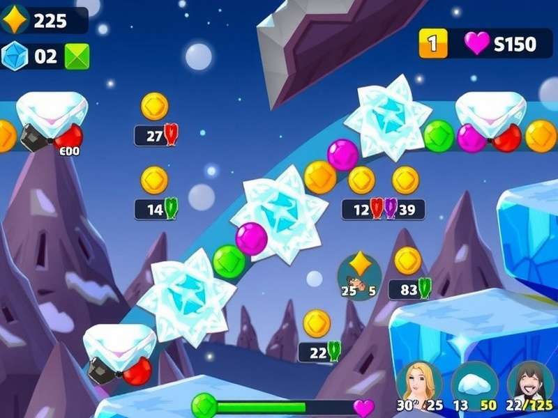 Fiesta Ice Burst gameplay screenshot showing colorful ice crystals and game elements