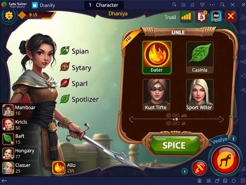 Spice Warrior Dhaniya character roster showing multiple playable characters
