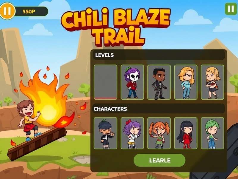 Chilli Blaze Trail level selection screen showing diverse environments