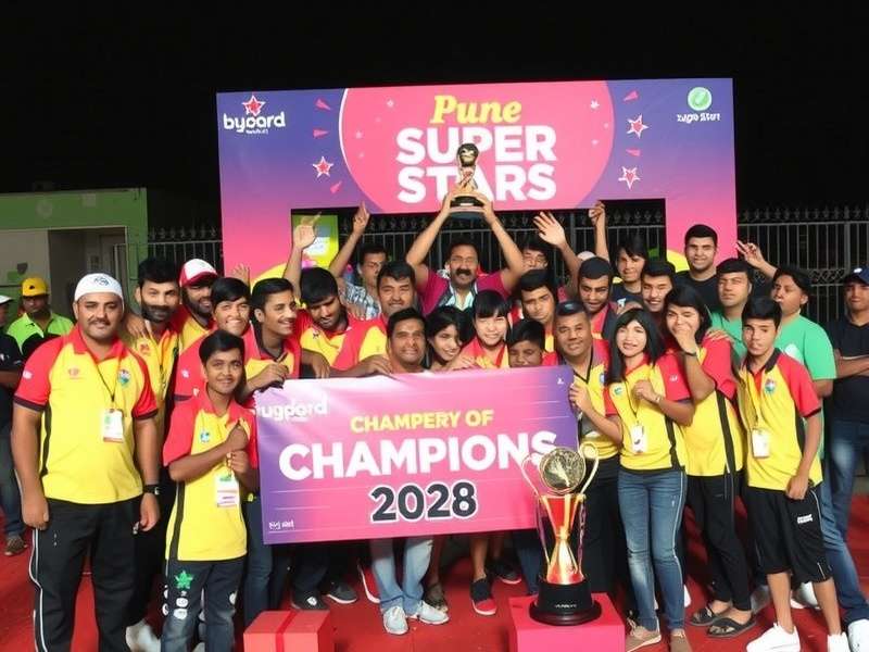 Pune Super Stars team celebrating a championship victory