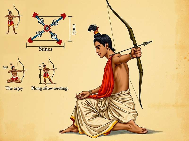 Diagram showing different archery stances from ancient Indian texts