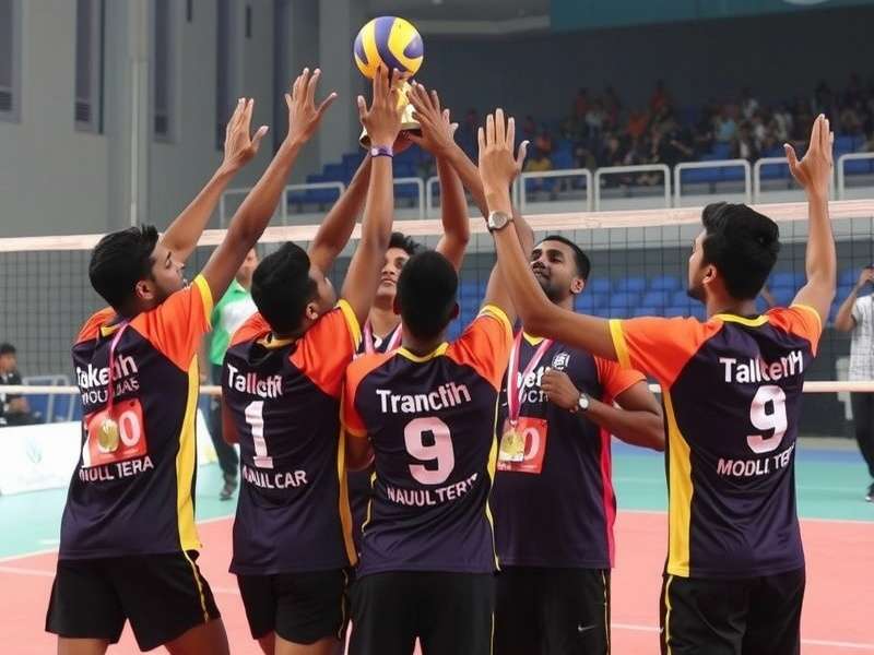 Volley Dominators Mumbai trophy celebration with championship medals