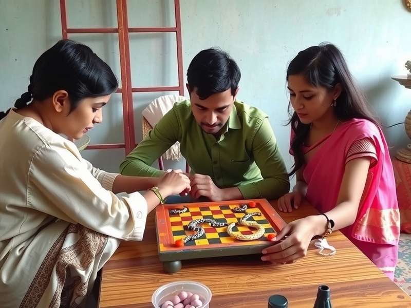 Vintage Indian Snakes and Ladders board
