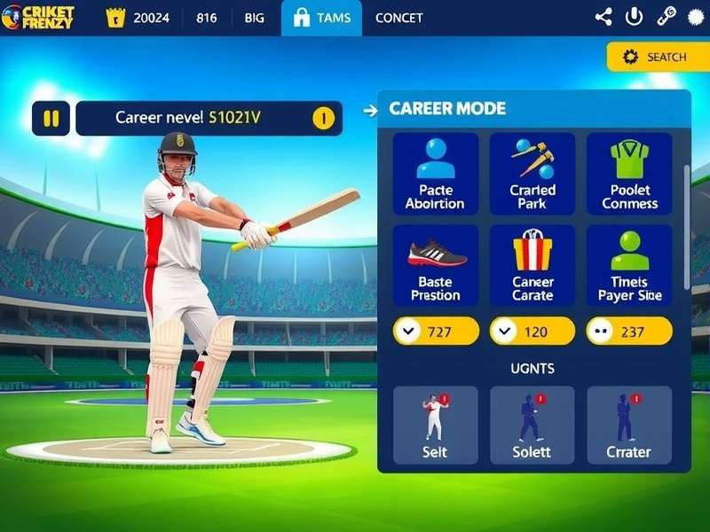 Youth Cricket Frenzy bowling interface with delivery selection