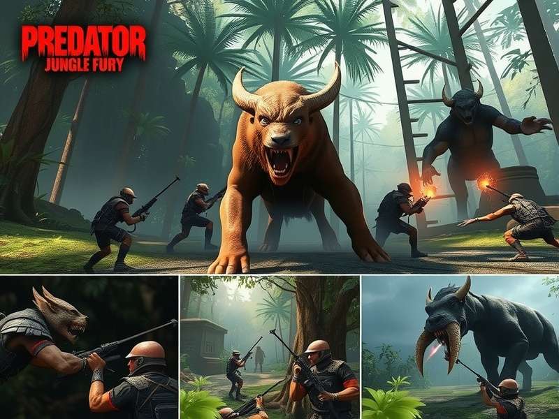 Combat scene in Predator Siege Jungle Fury showing player facing wild animal