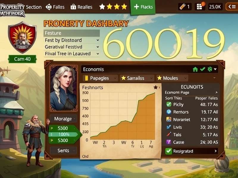 Prosperity Pathfinder gameplay screenshot showing economic dashboard