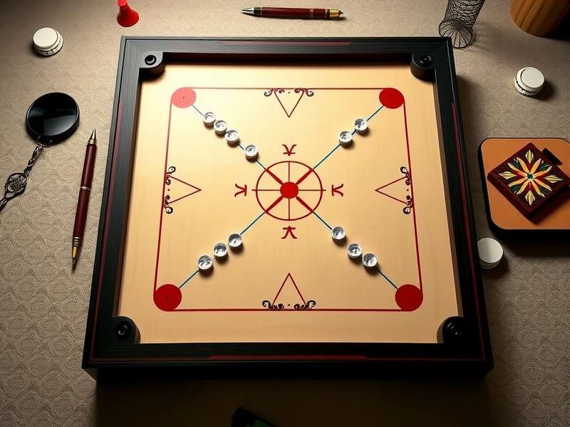 Carrom Elite Whiz board with pieces arrangement