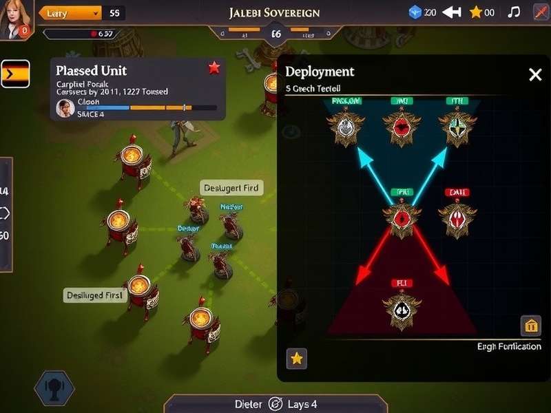 Strategic combat interface in Jalebi Sovereign showing unit deployment