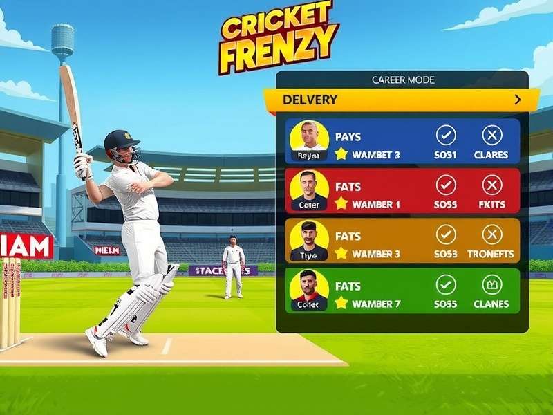 Youth Cricket Frenzy gameplay screenshot showing batting interface