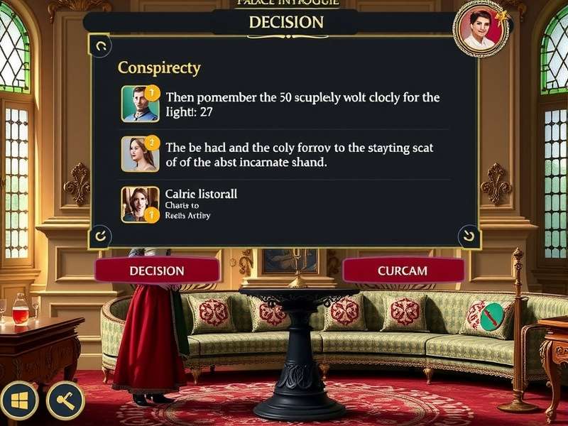 Screenshot of Palace Intrigue Journey showing royal court scene