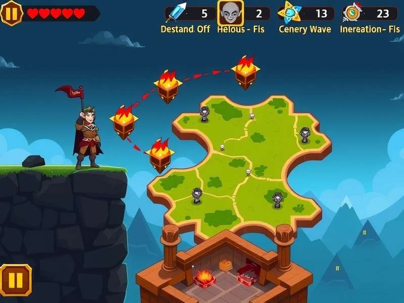 Daring Defender gameplay screenshot showing defense towers and enemy waves