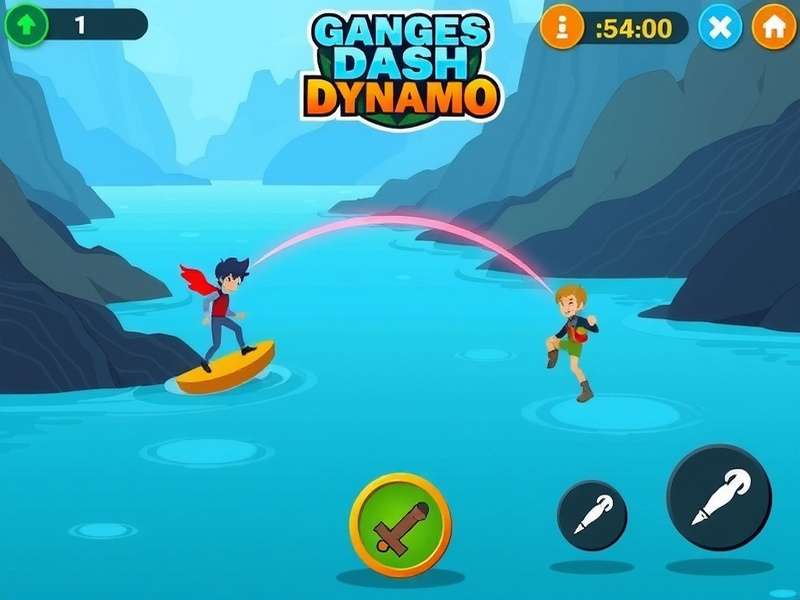 Ganges Dash Dynamo gameplay screenshot showing river navigation