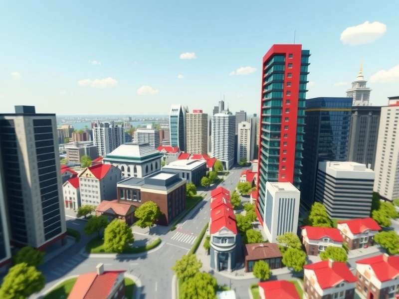 Urban Scape Master city building interface showing residential and commercial zones