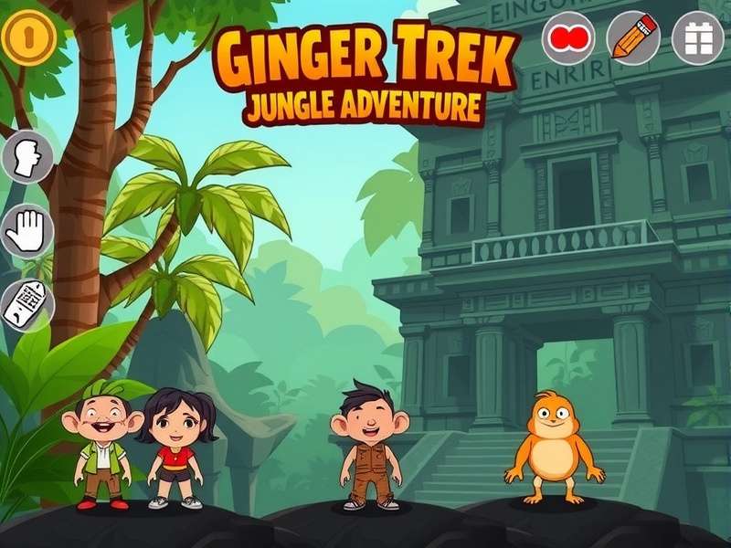 Ginger Trek Jungle Adventure gameplay screenshot showing jungle environment